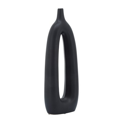 Sagebrook Home Ceramic Vase - Contemporary Abstract Cut-Out Vase Narrow