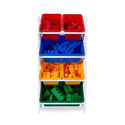 White Multi-Bin Toy Organizer with Removable Storage Bins