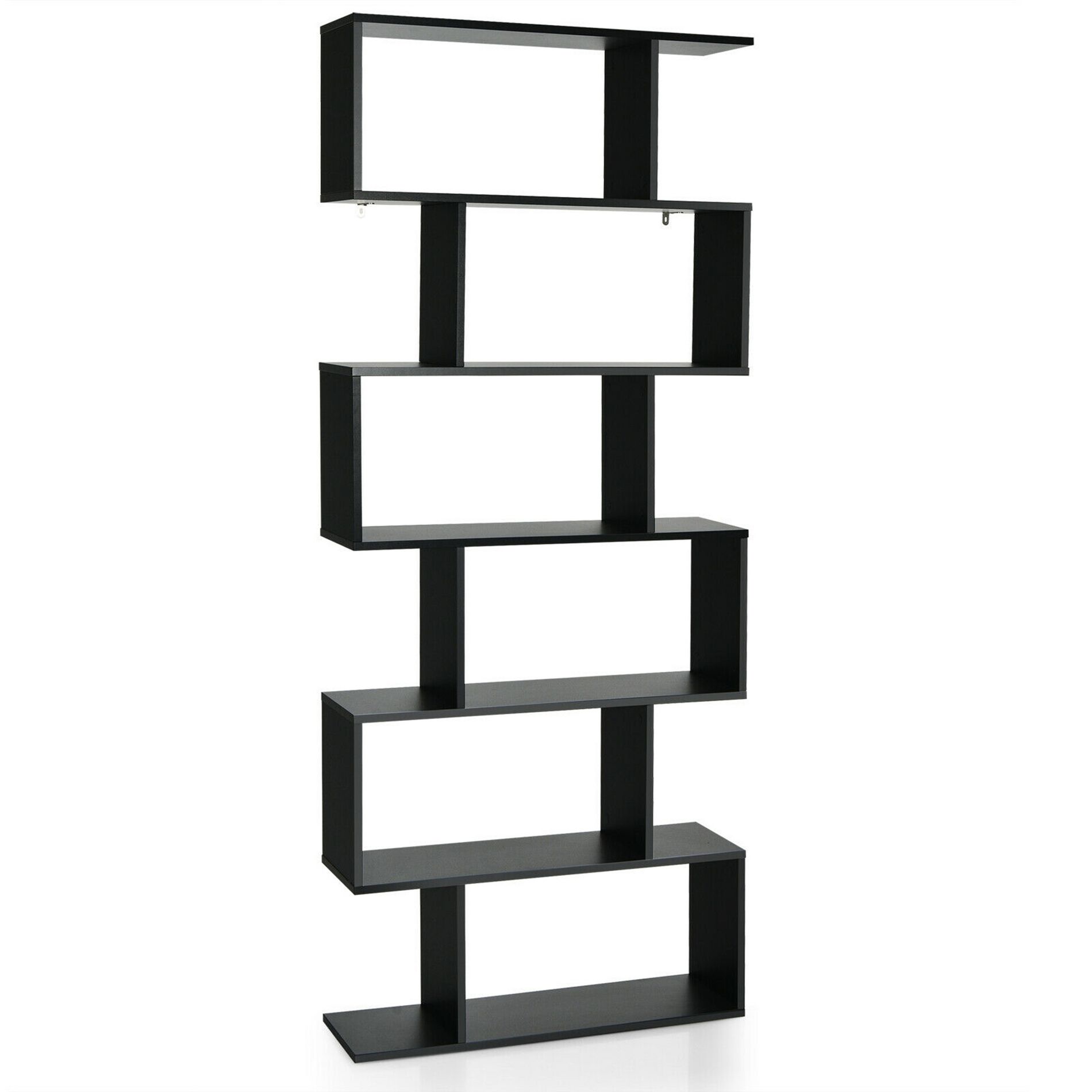 Costway 6 Tier S-Shaped Bookshelf Storage Display Bookcase Decor Z-Shelf