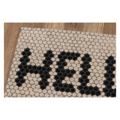 Handwoven Ivory Rectangular Coir Doormat with PVC Backing