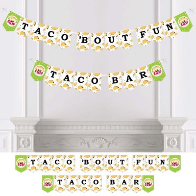 Big Dot of Happiness Taco 'Bout Fun - Mexican Fiesta Bunting Banner - Party Decorations - Taco 'Bout Fun Taco Bar