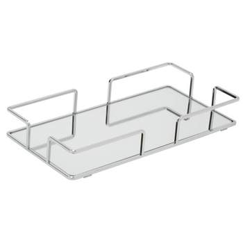 Modern Rectangular Design Mirror Vanity Bathroom Tray Silver - Home Details