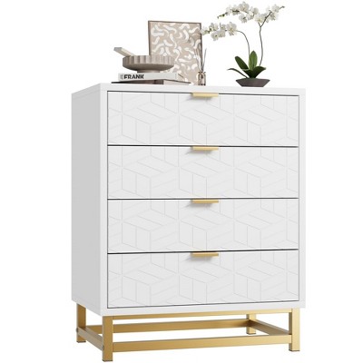 Image of 4 Drawer Dresser, Large Dresser for Bedroom, Wood Dresser with 4 Large Drawers