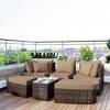 SKRAN 6-Piece Patio Outdoor Conversation Round Sofa Set, PE Wicker Rattan Separate Seating Group with Coffee Table, Brown - 2 of 4