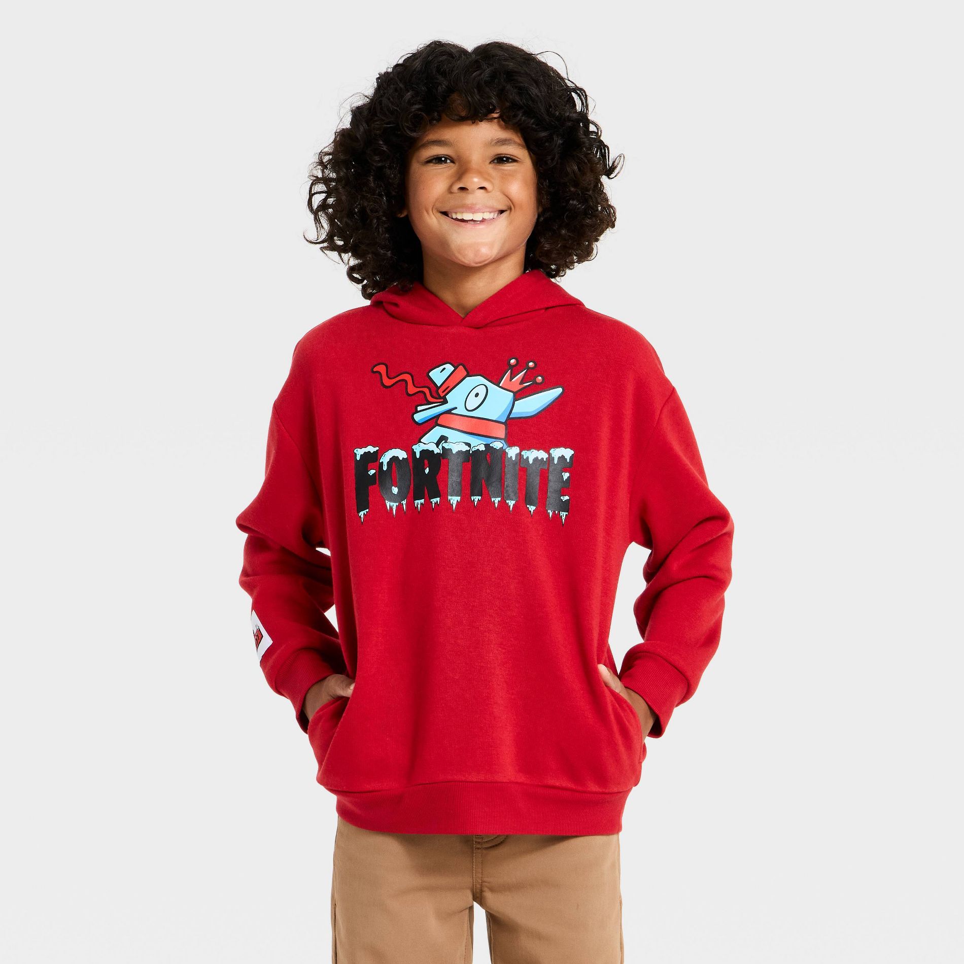 Boys' Fortnite Holiday Llama Pinata Oversized Hooded Fleece Sweatshirt - Red