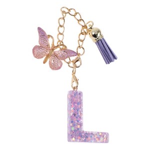 Unique Bargains Star Sequin Letter L Butterfly Tassel Water Cup Pendant Purple 1 Pc - 1 of 4