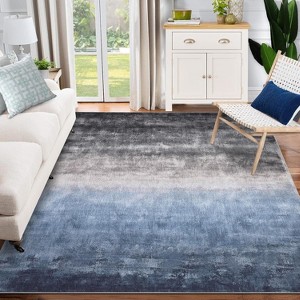 Machine Washable Non-Slip Low Pile Thin Rug, Soft Non-Shedding Stain Resistant Carpet for Living Room, Bedroom Dining Room - 1 of 4