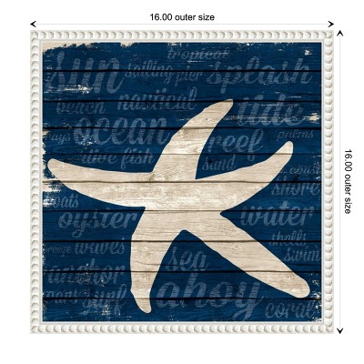 Coastal Starfish Canvas Wall Art with White Beaded Frame