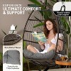 SereneLife SWC77DG.5 Hanging Egg Swing Chair with Stand—Rattan Wicker Egg-Shaped Swing, Waterproof Seat Cushion, and Headrest - 4 of 4