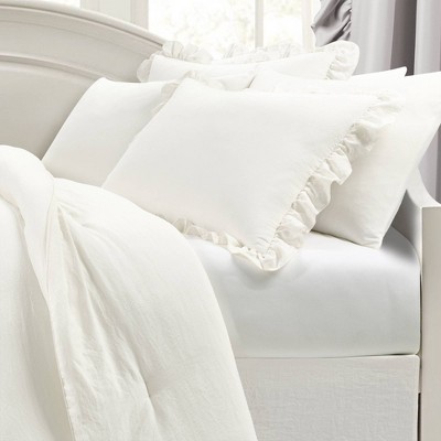 White Polyester Ruffled Twin Daybed Comforter Set