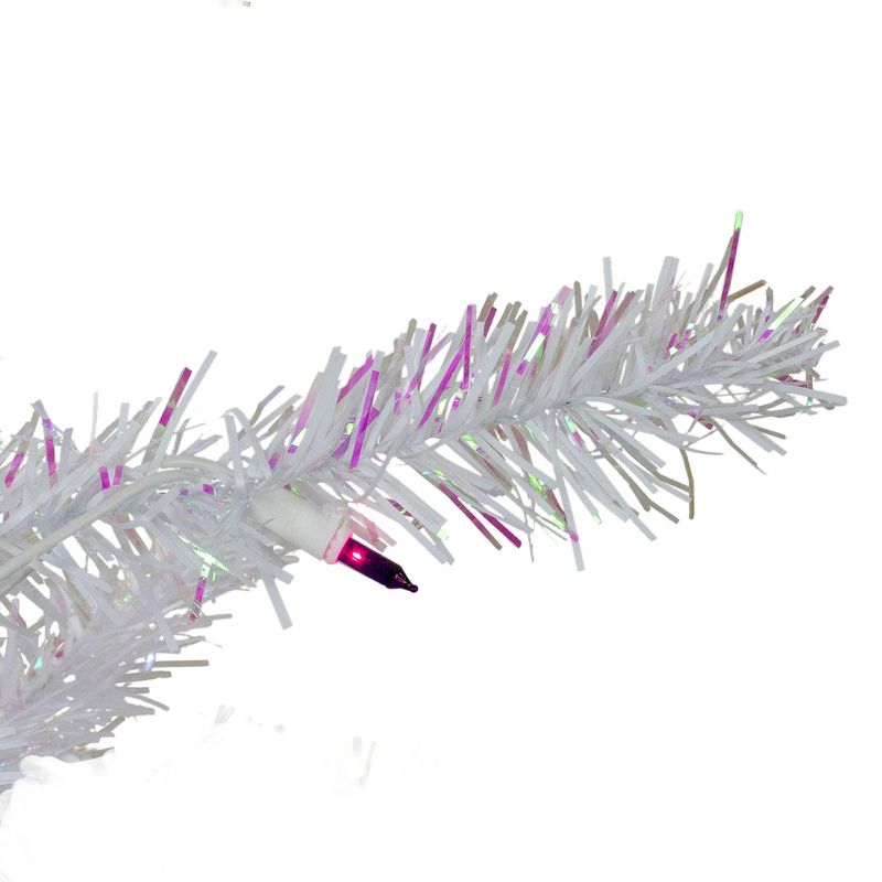 Northlight 4' Prelit Artificial Christmas Tree White Iridescent Pine - Pink/Purple Lights, 5 of 7