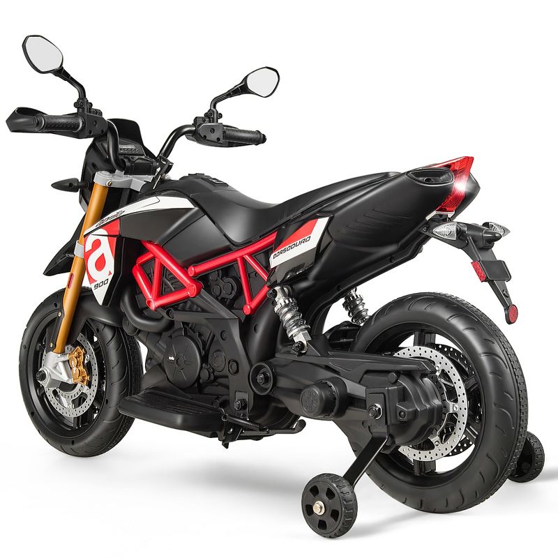 Costway 12V Kids Ride-On Motorcycle Motor Bike w/ Training Wheels Red\ Black, 4 of 10