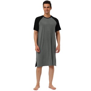 Lars Amadeus Men's Comfy Lounge Soft Loose Short Sleeves Sleep Nightgown - 1 of 4