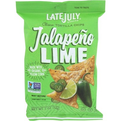 Late July Jalapeno Lime Tortilla Chips - Case of 24 - 2 oz