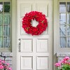 Puleo 24" Pre-Lit Battery-Operated Artificial Red Poinsettia Wreath - 3 of 4