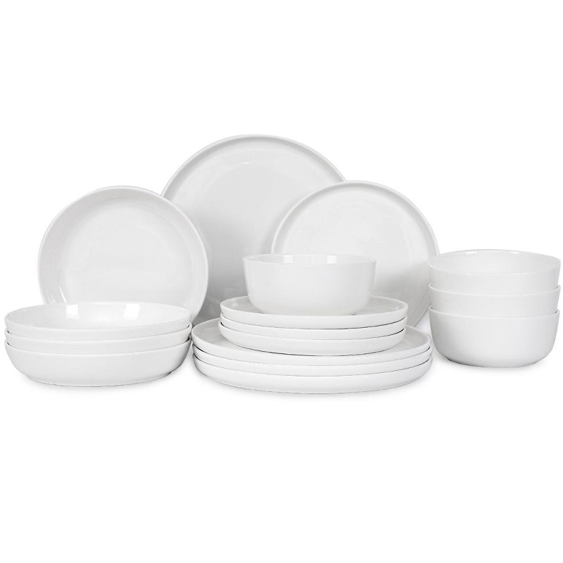 TABLE 12 Dinnerware Set 16 Pc Microwave and Dishwasher Safe, White, 1 of 8