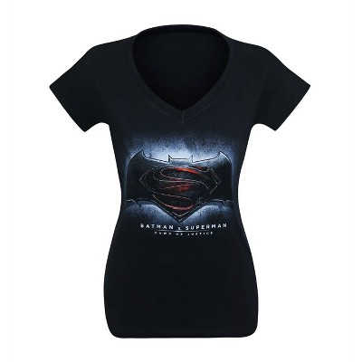 Womens Batman Vs Superman Symbol V-Neck T-Shirt