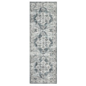 Washable Vintage Printed Rug Non Slip Low Pile Rug Soft Throw Floor Cover Foldable Indoor Carpet for Living Room Bedroom Playroom Nursery - 1 of 4