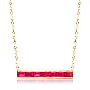 Pure Collection by Ross-Simons 1.80 ct. t.w. Lab-Grown Ruby Bar Necklace in 18kt Gold Vermeil Size 16 - 1 of 4