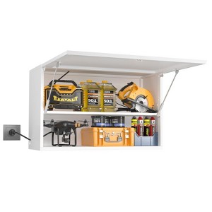 ZACHVO 20 Inch High White Lockable Metal Garage Wall Cabinet with Adjustable Shelf and Flip-Up Door for Workshop, Basement, and Home - 1 of 4