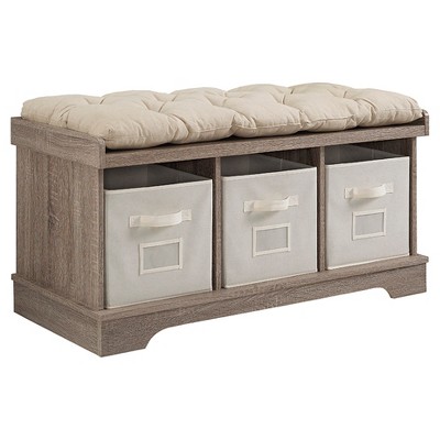42" Upholstered Wood Entryway Bench with Storage - Saracina Home
