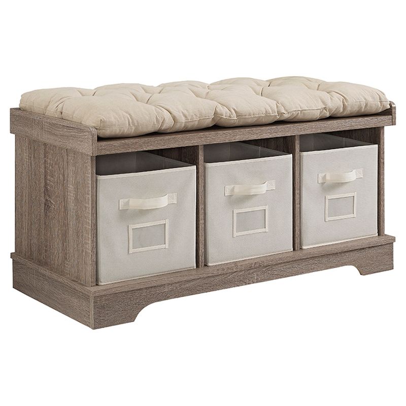42" Upholstered Wood Entryway Bench with Storage - Saracina Home, 1 of 8