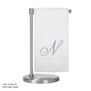 BC BARE COTTON Monogrammed Bath Towel, Personalized Gift, 27 x 54 inches - Set of 2 - White - Silver Script - 1 of 1