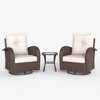 LayinSun Outdoor Patio Furniture Set, Brown Rattan Wicker Sectional Swivel Rocker Chairs Sets - 2 of 4
