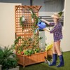 Tangkula Raised Garden Bed with Trellis Indoor & Outdoor Plant Container with Hanging Roof Drainage Holes for Climbing Vines Flowers - 2 of 4