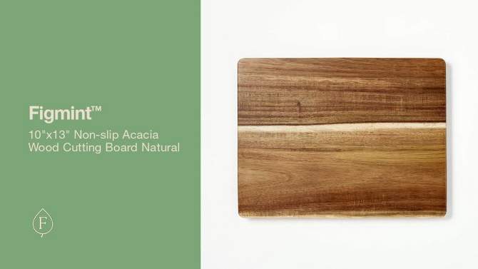 10&#34;x13&#34; Nonslip Acacia Wood Cutting Board Natural - Figmint&#8482;, 2 of 6, play video