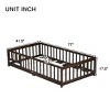 Twin Floor Bed with Fence and Door, Wood Montessori Toddler Bed for Kids, Low Platform Safety Guardrails for Transition-Baofuwish - 4 of 4