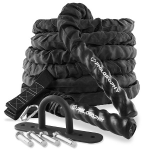 Philosophy Gym Exercise Battle Rope with Cover and Anchor Kit for Fitness Training, Conditioning - 1 of 4