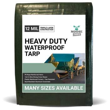 Moose Supply Heavy Duty Waterproof Poly Tarp Covers, Green/Brown, 12 Mil