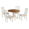 ChicFurnit Dining Sets Round Wood Table Set with Cross Back Upholstered Chairs for Kitchen Dining Room, White and Walnut, 41.3"*20"*19.6" - 2 of 4