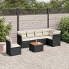 vidaXL 7 Piece Patio Sofa Set with Cushions Poly Rattan - Black and Cream 3x Middle + Table + 3x Corner - 2 of 4