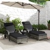 Resenkos 2 Reclining Chaise Lounge Chairs, Outdoor Sectional Furniture, PE Rattan, - 3 of 4
