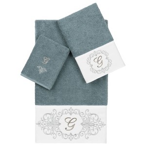 Linum Home Textiles 100% Turkish Cotton MONICA 3PC Embellished Towel Set - 1 of 4