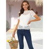 Allegra K Women's Lace Floral Scalloped Trim Short Sleeve Semi Sheer Top - 2 of 4