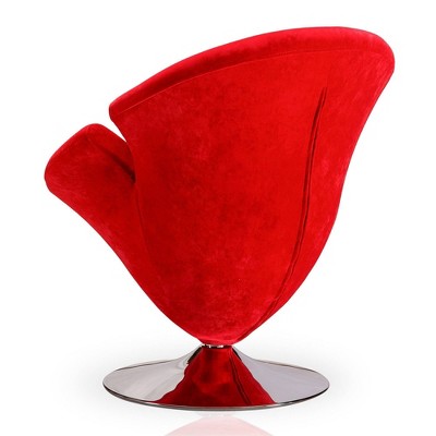 Blossom Red Velvet Barrel Swivel Chair with Chrome Base