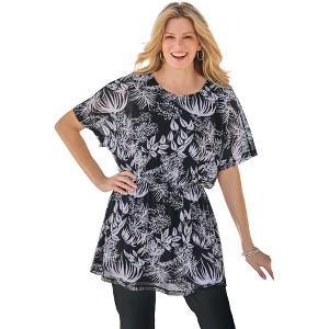 Woman Within Plus Size Miracle Mesh Blouson Tunic - 1 of 4