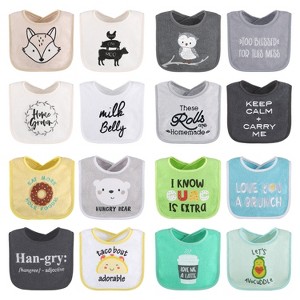 The Peanutshell Unisex Terry Bibs, 16 Pack for Feeding, Teething, or Drooling|Neutrals - 1 of 4