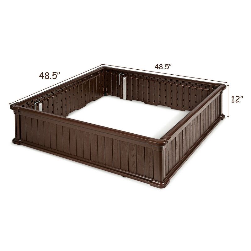 Costway 2 Pcs 48.5'' Raised Garden Bed Square Plant Box Planter Flower Vegetable Brown, 3 of 11