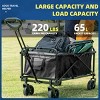 Bestier Collapsible Wagon Carts, Utility Beach Wagon for Outdoor Garden with Adjustable Handle, 65L Heavy-Duty Folding Wagon 180lbs Capacity, Black - 2 of 4