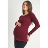 Hello Miz Women's Scoop Neck Long Sleeve Ribbed Maternity Top - 2 of 4