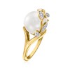 Ross-Simons 11-11.5mm Cultured Pearl Leaf Ring With Diamond Accents in 18kt Gold Over Sterling - 3 of 4