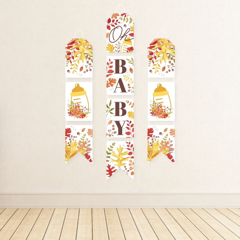 Big Dot of Happiness Fall Foliage Baby - Hanging Vertical Paper Door Banners - Autumn Leaves Baby Shower Wall Decoration Kit - Indoor Door Decor, 3 of 8