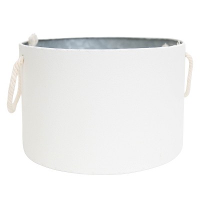 Large White Metal & Cotton Basket - Foreside Home & Garden