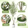 Tall Faux Olive Tree，5/6/7ft（60/72/84in） Tall Faux Olive Tree with White Planter and Green Fake Moss , 1 o r 2 Pack - 4 of 4