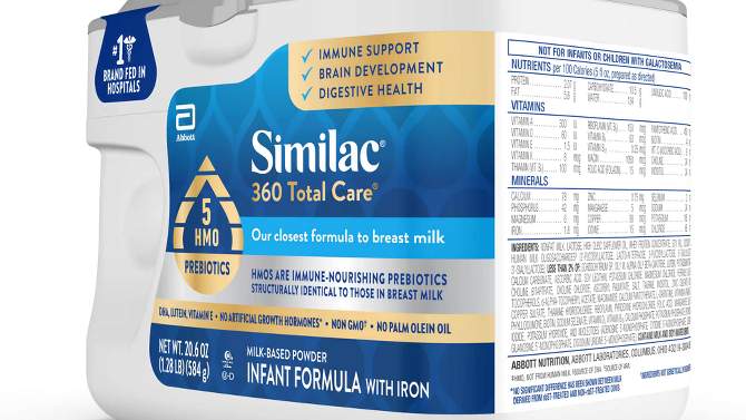 Similac 360 Total Care Non-GMO Powder Infant Formula - 20.6oz, 2 of 18, play video