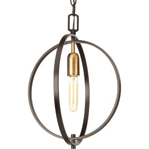 Progress Lighting, Swing Collection, 1-Light Mini-Pendant, Antique Bronze, Mixed Metal Accents, No Shade - 1 of 2